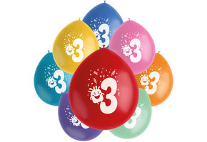 Ballonnen Color Pop Monsters 3 Jaar 23cm - 8 stuks