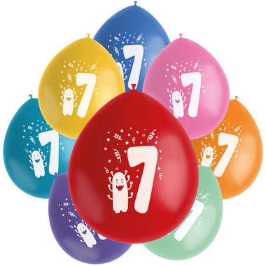 Ballonnen Color Pop Monsters 7 Jaar 23cm - 8 stuks