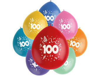 Ballonnen Color Pop  100 Jaar 23cm - 8 stuks