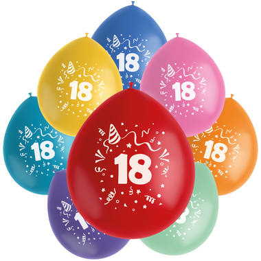Ballonnen Color Pop  18 Jaar 23cm - 8 stuks