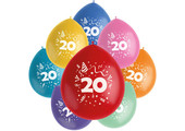 Ballonnen Color Pop  20 Jaar 23cm - 8 stuks