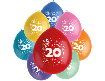 Ballonnen Color Pop  20 Jaar 23cm - 8 stuks