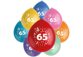 Ballonnen Color Pop  65 Jaar 23cm - 8 stuks