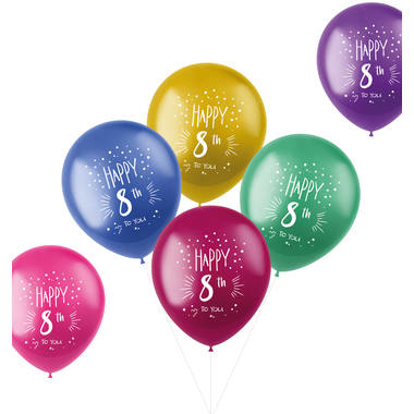 Ballonnen shimmer 8 jaar 33cm - 6 stuks