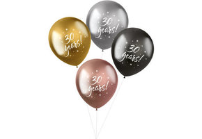 Ballonnen shimmer Electrum 30 jaar!  33cm - 4 stuks