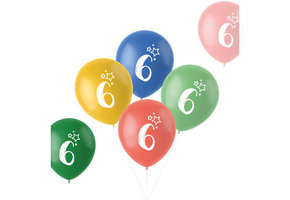 Ballonnen Retro 6 jaar 33 cm - 6 stuks