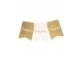 Vlaggenlijn luxe goud en wit congrats - 6 meter