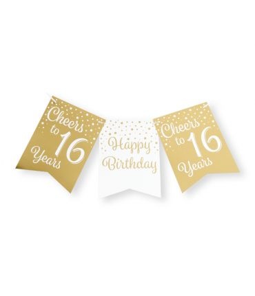 Vlaggenlijn luxe goud en wit 16 jaar - 6 meter