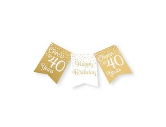 Vlaggenlijn luxe goud en wit 40 jaar - 6 meter