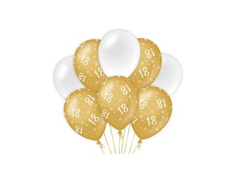 Ballonnen luxe goud en wit 18 jaar 30cm - 6 stuks