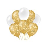 Ballonnen luxe goud en wit 21 jaar 30cm - 6 stuks