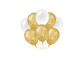 Ballonnen luxe goud en wit 30 jaar 30cm - 6 stuks