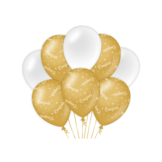 Ballonnen luxe goud en wit congrats jaar 30cm - 6 stuks