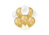 Ballonnen luxe goud en wit 40 jaar 30cm - 6 stuks