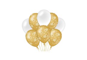Ballonnen luxe goud en wit 40 jaar 30cm - 6 stuks