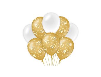 Ballonnen luxe goud en wit 40 jaar 30cm - 6 stuks