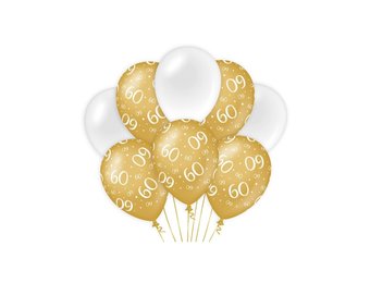 Ballonnen luxe goud en wit 60 jaar 30cm - 6 stuks