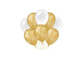 Ballonnen luxe goud en wit 65 jaar 30cm - 6 stuks