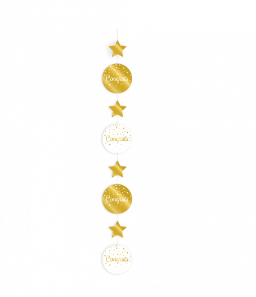 Hangdecoratie luxe goud en wit congrats