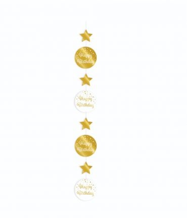 Hangdecoratie luxe goud en wit happy birthday