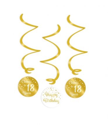 Swirl decoratie luxe goud en wit 18 jaar
