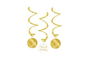 Swirl decoratie luxe goud en wit 21 jaar