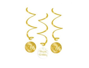 Swirl decoratie luxe goud en wit 65 jaar