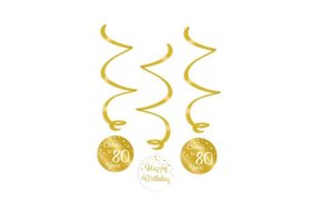 Swirl decoratie luxe goud en wit 80 jaar