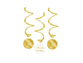 Swirl decoratie luxe goud en wit 80 jaar