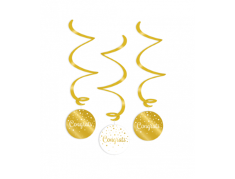 Swirl decoratie luxe goud en wit congrats