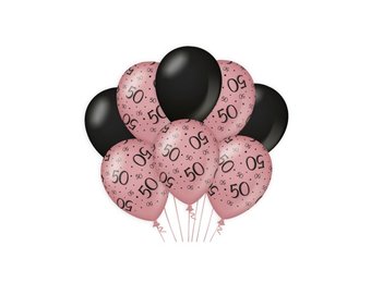 Ballonnen luxe zwart en roze 50 jaar 30cm - 6 stuks