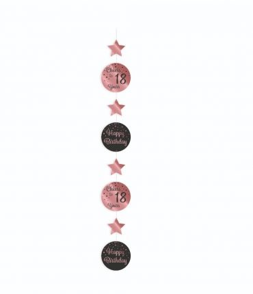 Hangdecoratie luxe zwart en roze 18 jaar 30 cm - 6 stuks