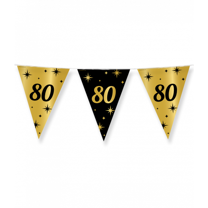 Vlaggenlijn Luxe goud en zwart - 80 jaar