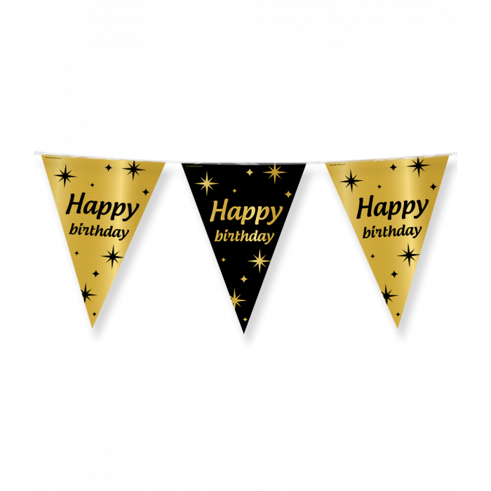 Vlaggenlijn Luxe goud en zwart - Happy Birthday
