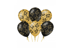 Ballonnen luxe goud en zwart - 25 jaar