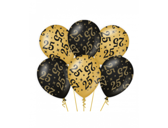 Ballonnen luxe goud en zwart - 25 jaar