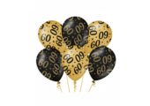 Ballonnen luxe goud en zwart - 60 jaar