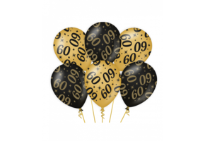 Ballonnen luxe goud en zwart - 60 jaar