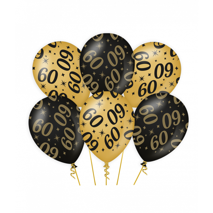 Ballonnen luxe goud en zwart - 60 jaar