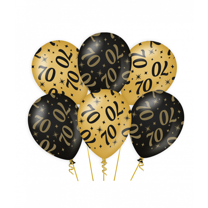 Ballonnen luxe goud en zwart - 70 jaar