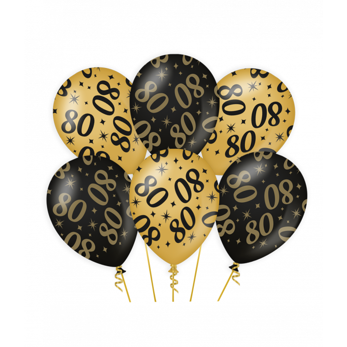 Ballonnen luxe goud en zwart - 80 jaar