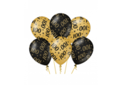 Ballonnen luxe goud en zwart - 100 jaar