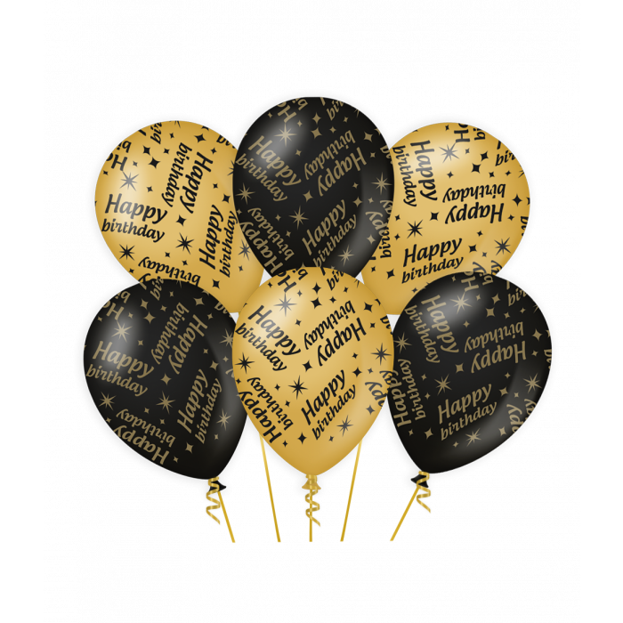 Ballonnen luxe goud en zwart - Happy Birthday