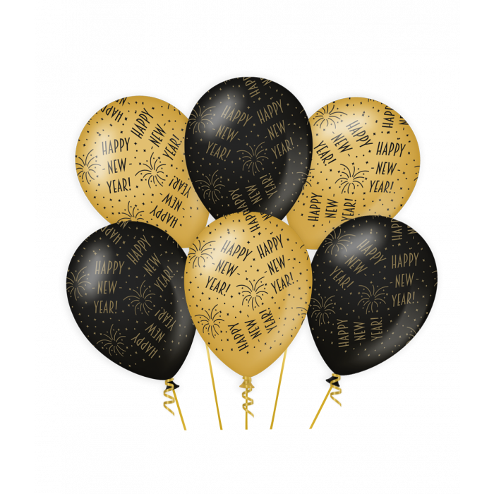 Ballonnen luxe goud en zwart - Happy new year