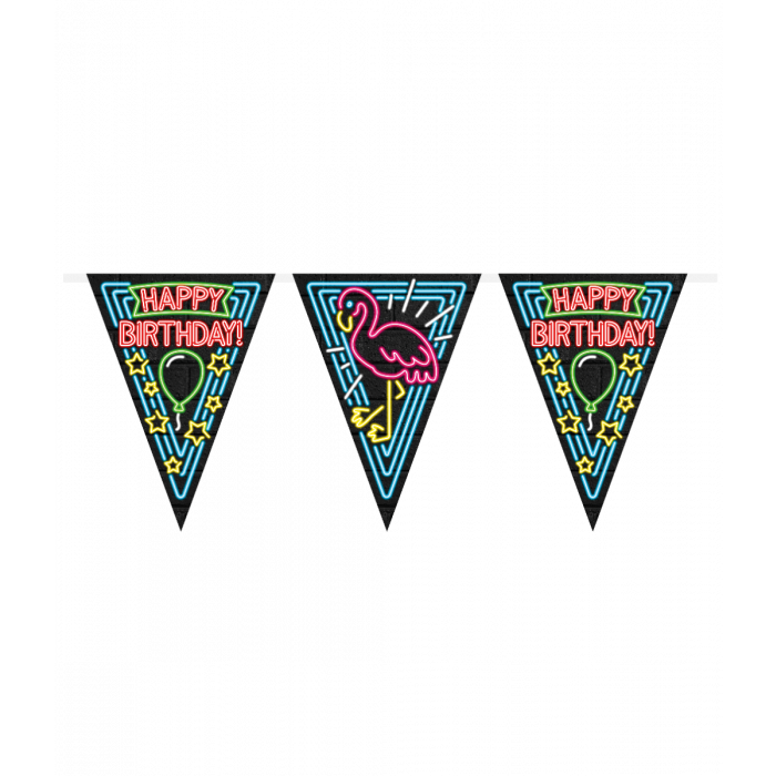 Vlaggenlijn Neon - Happy Birthday