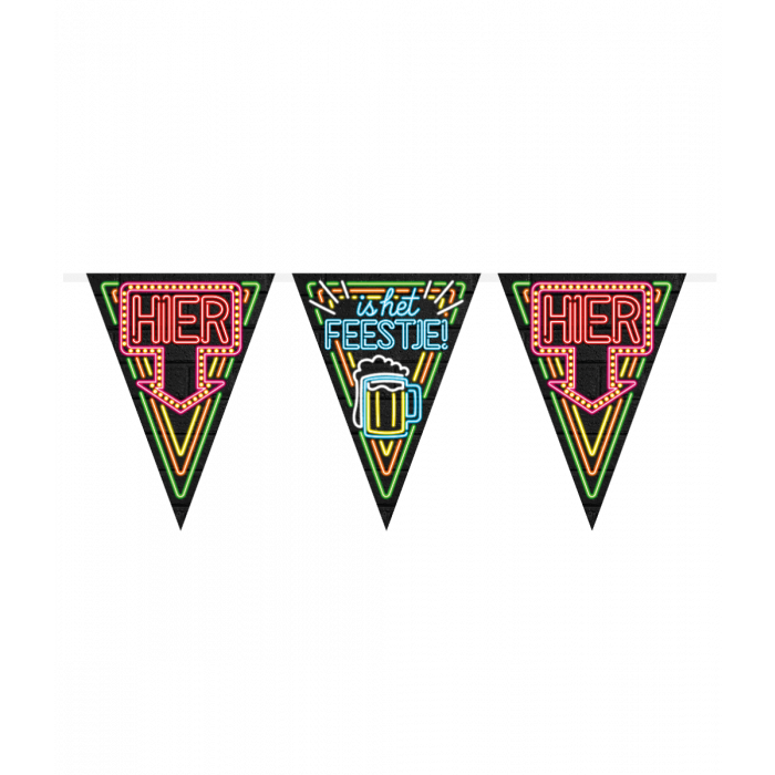 Vlaggenlijn Neon - Hier is het feestje