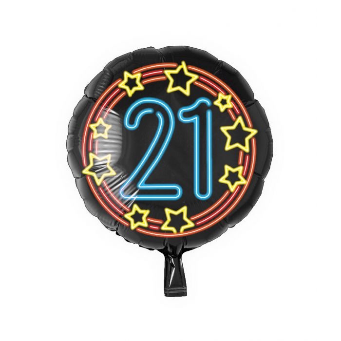 Neon folieballon - 21 jaar