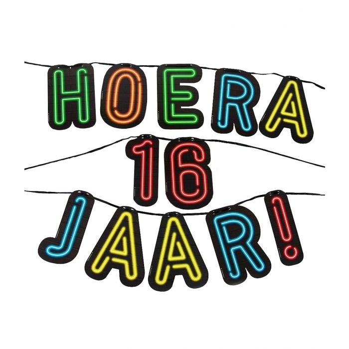 Neon slinger - Hoera 16 jaar!