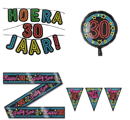 Neon feestpakket 30 jaar