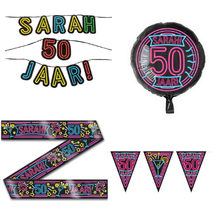 Neon feestpakket 50 jaar sarah